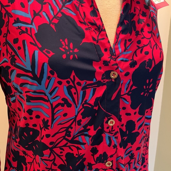 Lilly Pulitzer Chillylilly Marlena Button Down Top Ruby Red Heron My Own Sz: Med - Picture 7 of 11